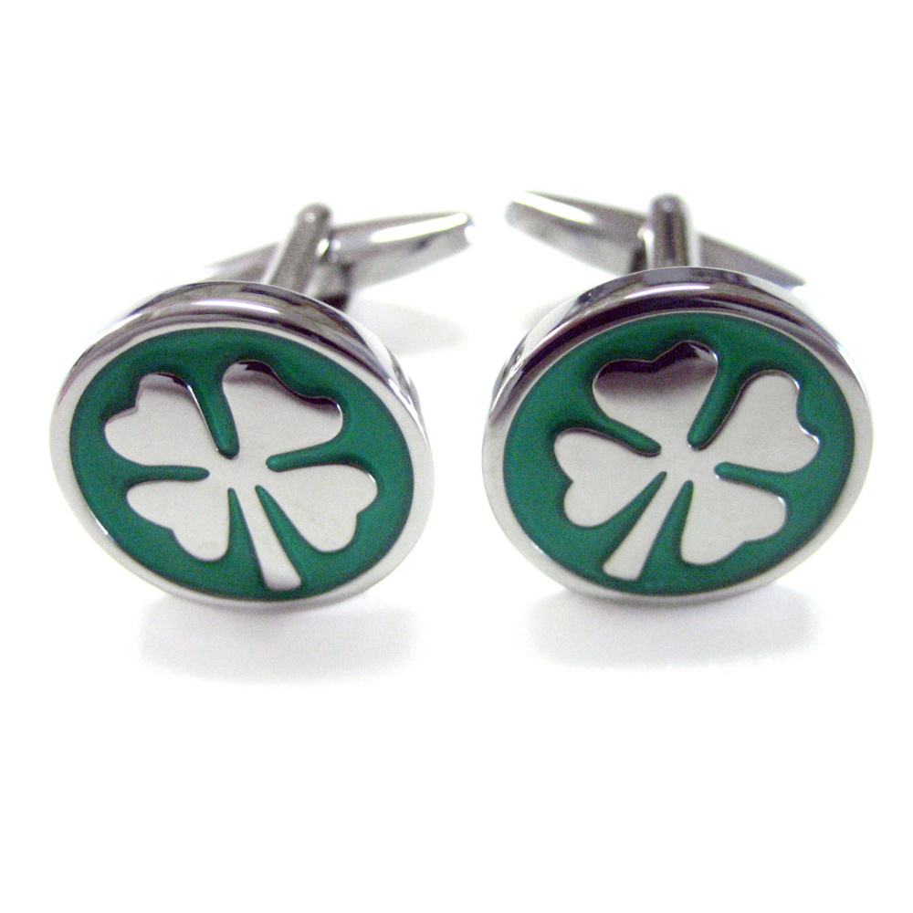 Green Four Leaf Clover Cufflinks - image 1
